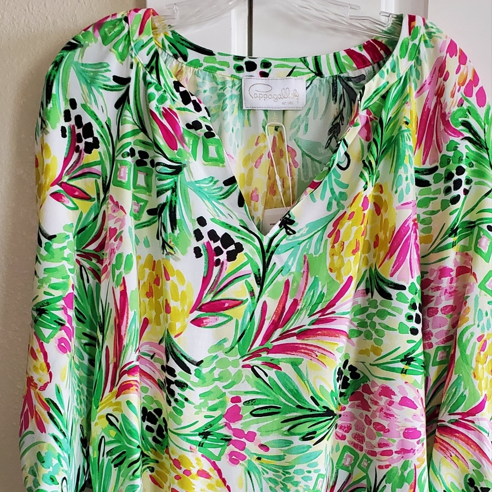 Pappagallo blouse sz L tropical